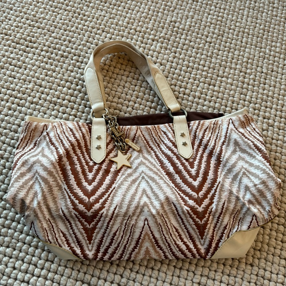 LeSportsac Shoulder tote Bag with Zebra Print in Sable Brown and charms
